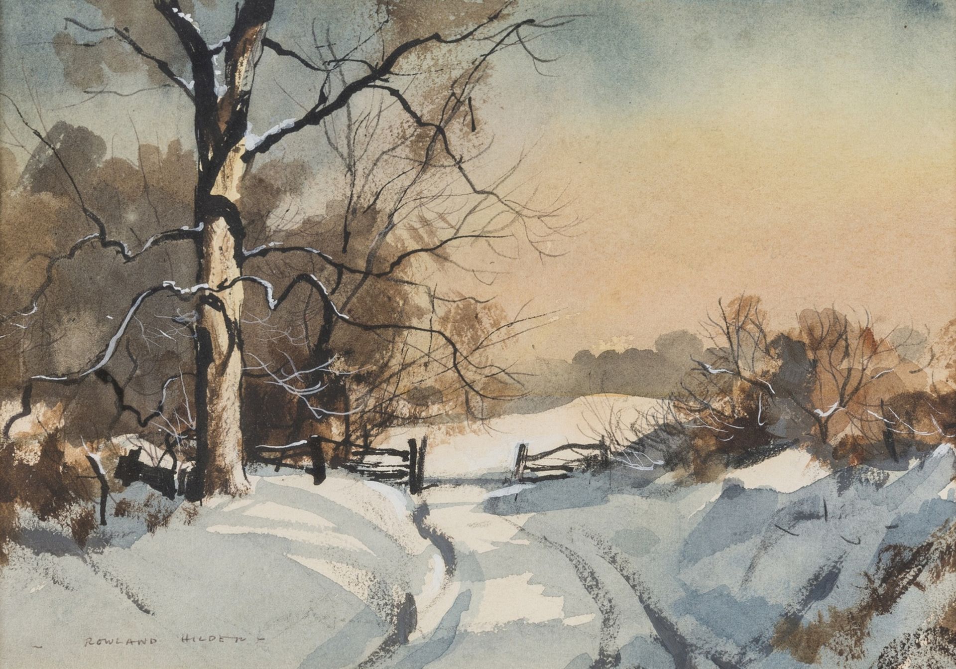 Hilder (Rowland) Winter landscape, watercolour, [20th century]; and 2 others by another hand (3)