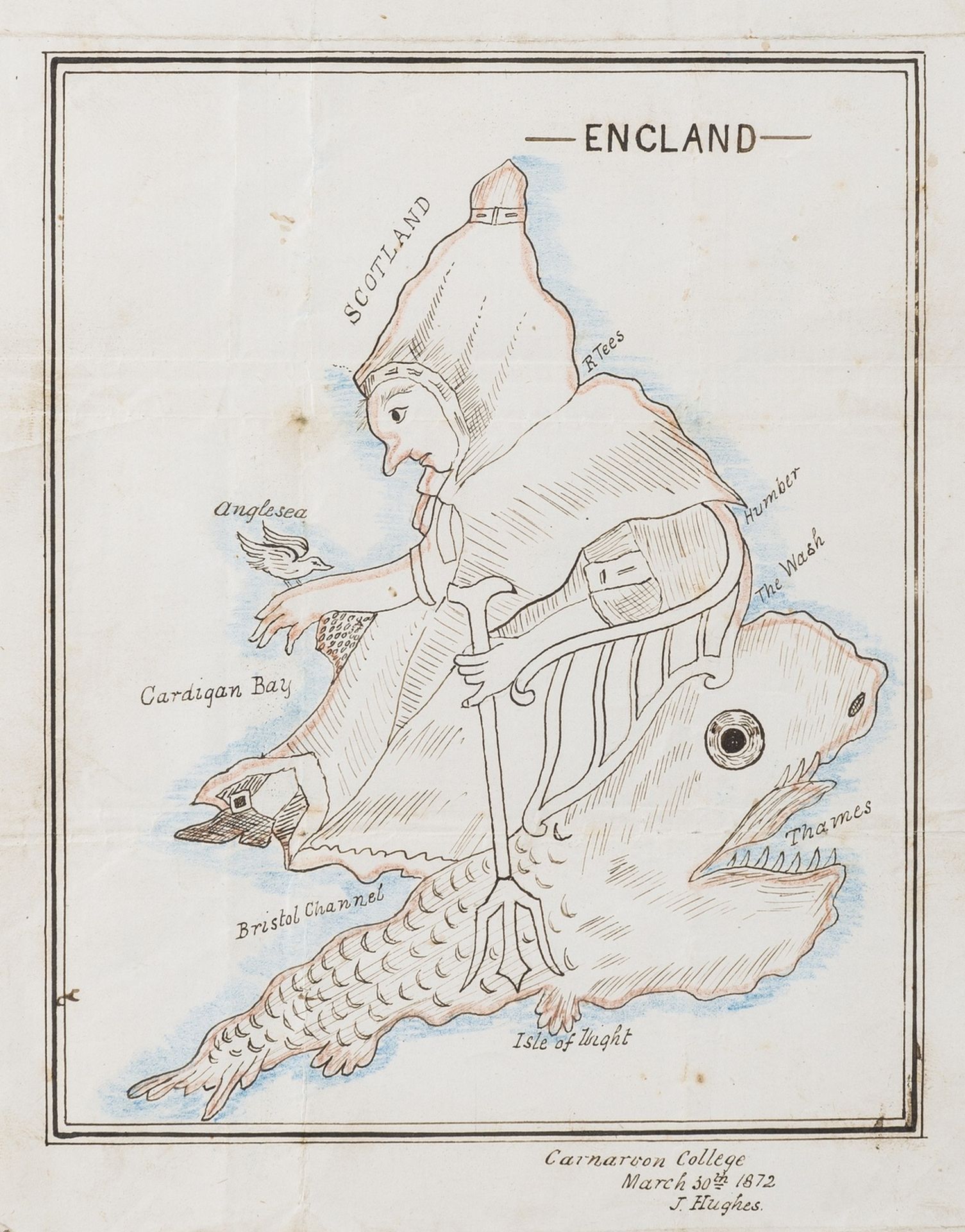 England.- Gillray (James), After. [Britannia], caricature map of England, pen and ink, [19th …