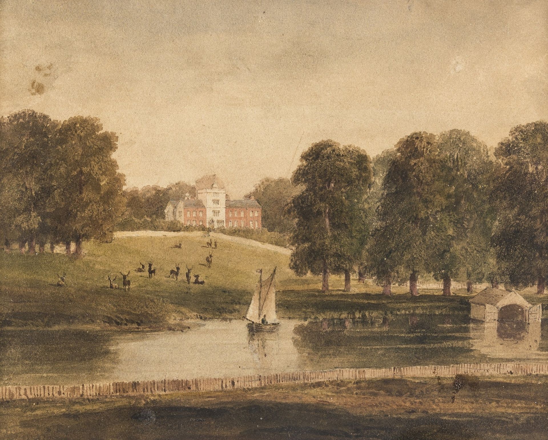 Northamptonshire.- English County Houses.- English School (19th century) Landscape looking …