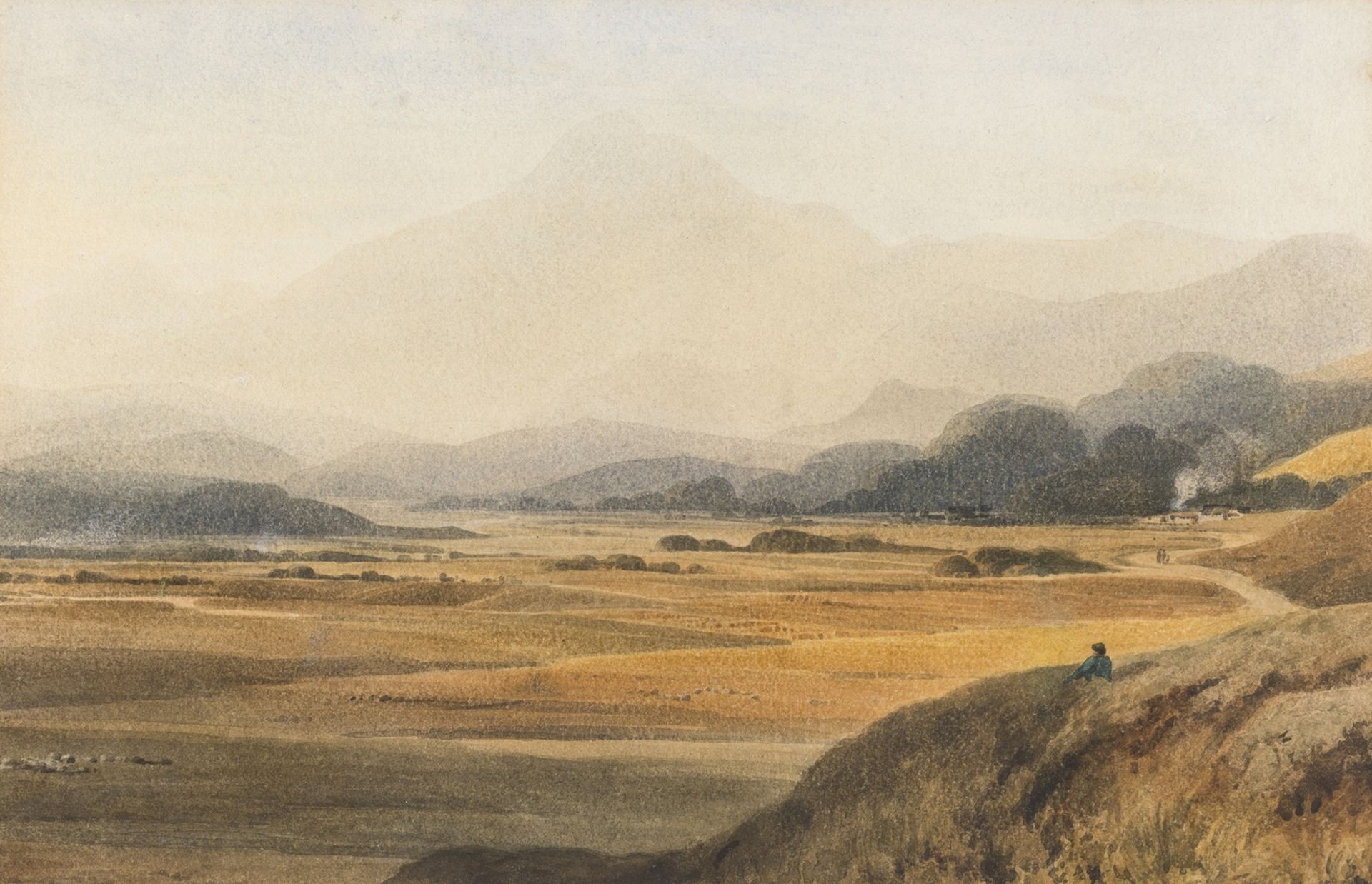 Wales.- Varley the Elder (John) Extensive landscape, possibly Snowdonia, watercolour, [c. 1820].
