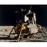 Apollo 11.- The Lunar Module "Eagle" and the U.S. flag, July 1969, vintage chromogenic print.