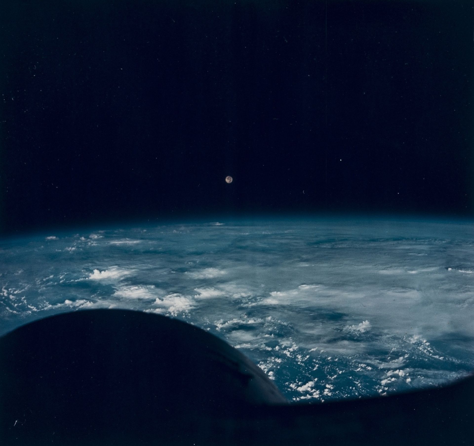 Gemini 7.- Lovell (James) Full Moon over the Earth, Dec. 1965, 2 consecutively numbered vintage …