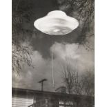 U.F.O.- A Flying Saucer, or a still from a science fiction film, c.1955, vintage gelatin silver …