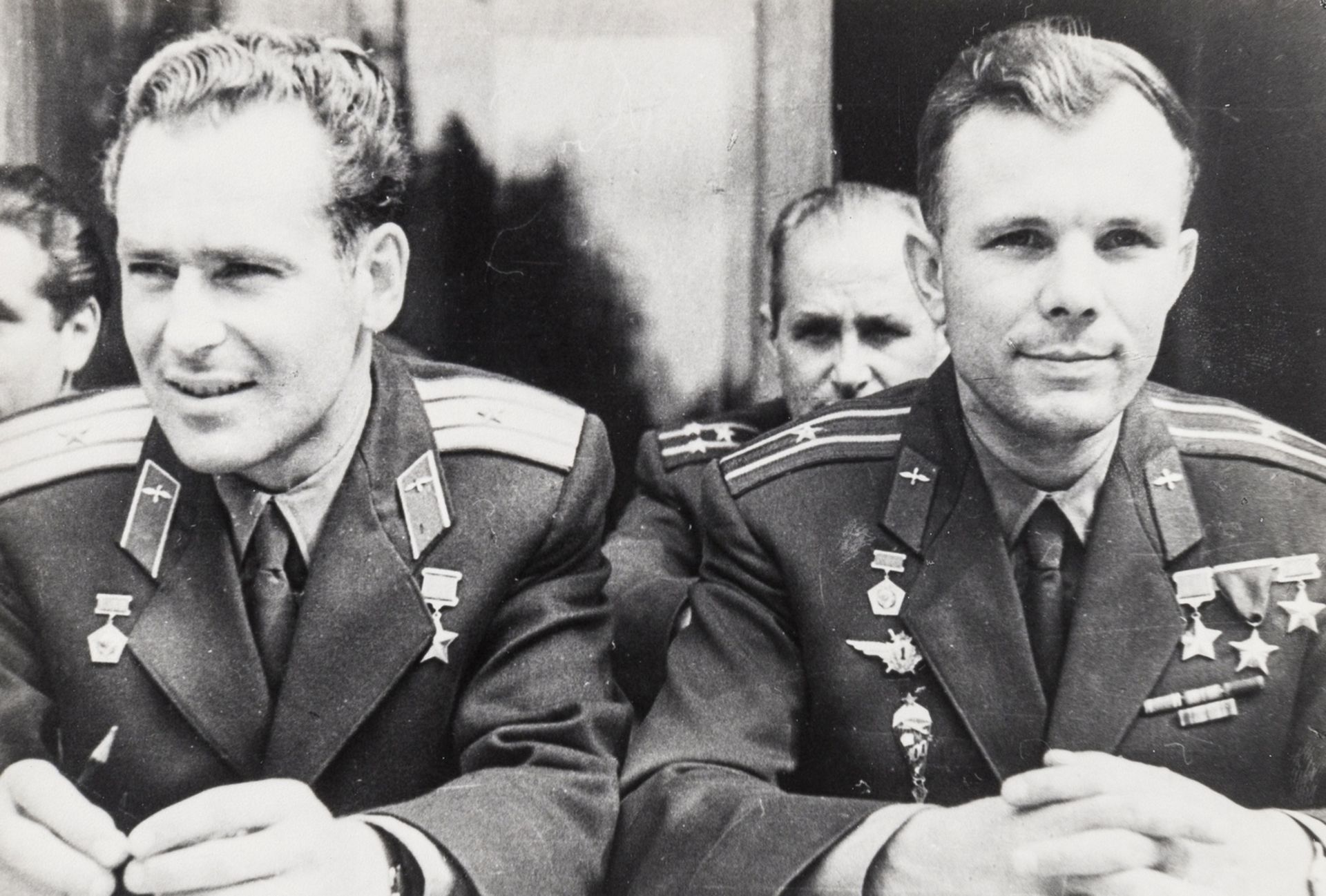 Cosmonauts.- Baturin (Vasily M.) Yuri Gagarin, the first man in space, with Gherman Titov, the …