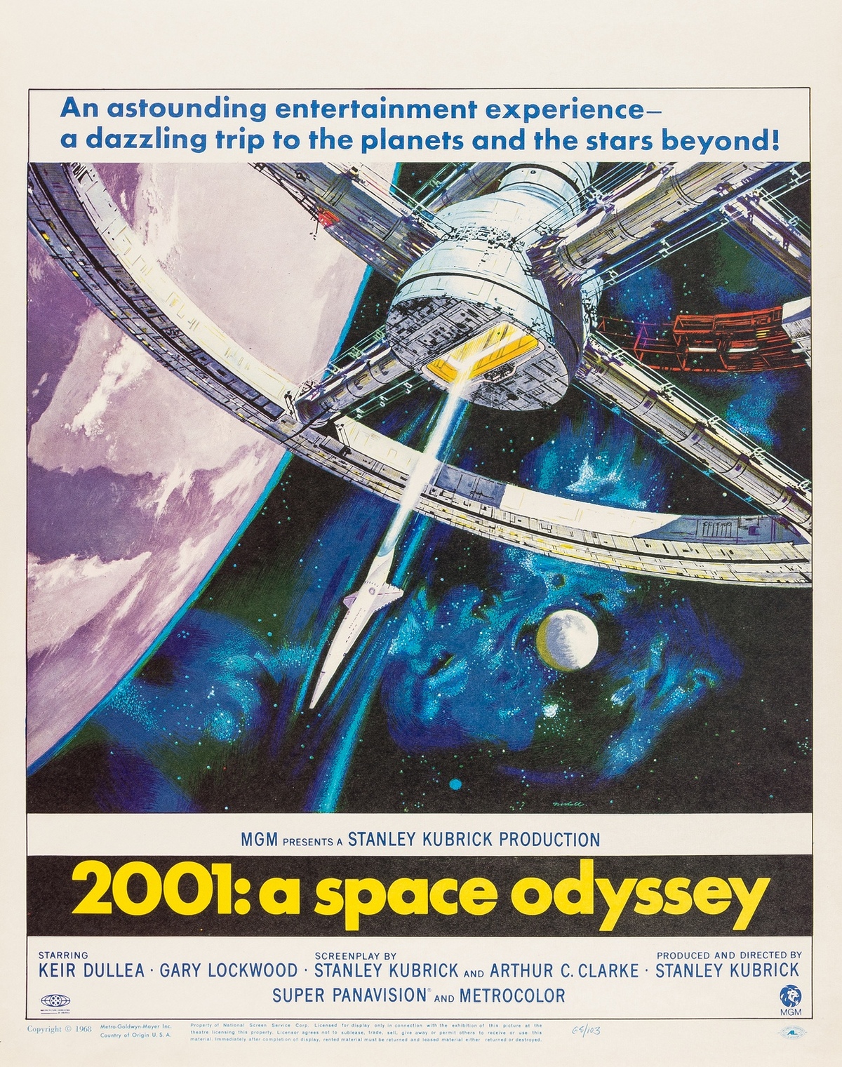 [Stanley Kubrick] 2001: A Space Odyssey, a window card poster, MGM, 1968, colour photolithograph …
