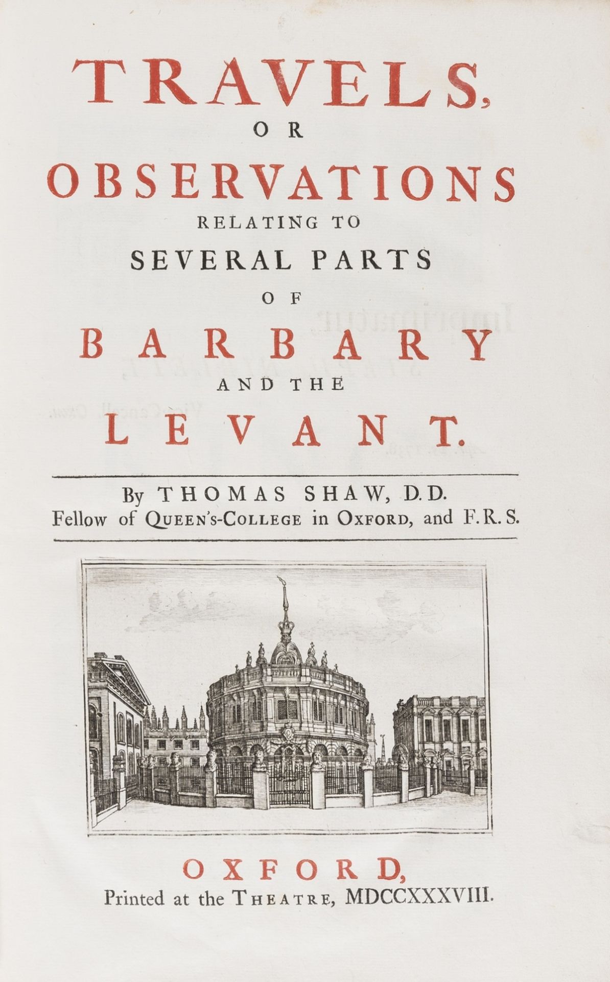 Middle East.- Shaw (Thomas) Travels or Observations relating to several parts of Barbary and the … - Image 2 of 2