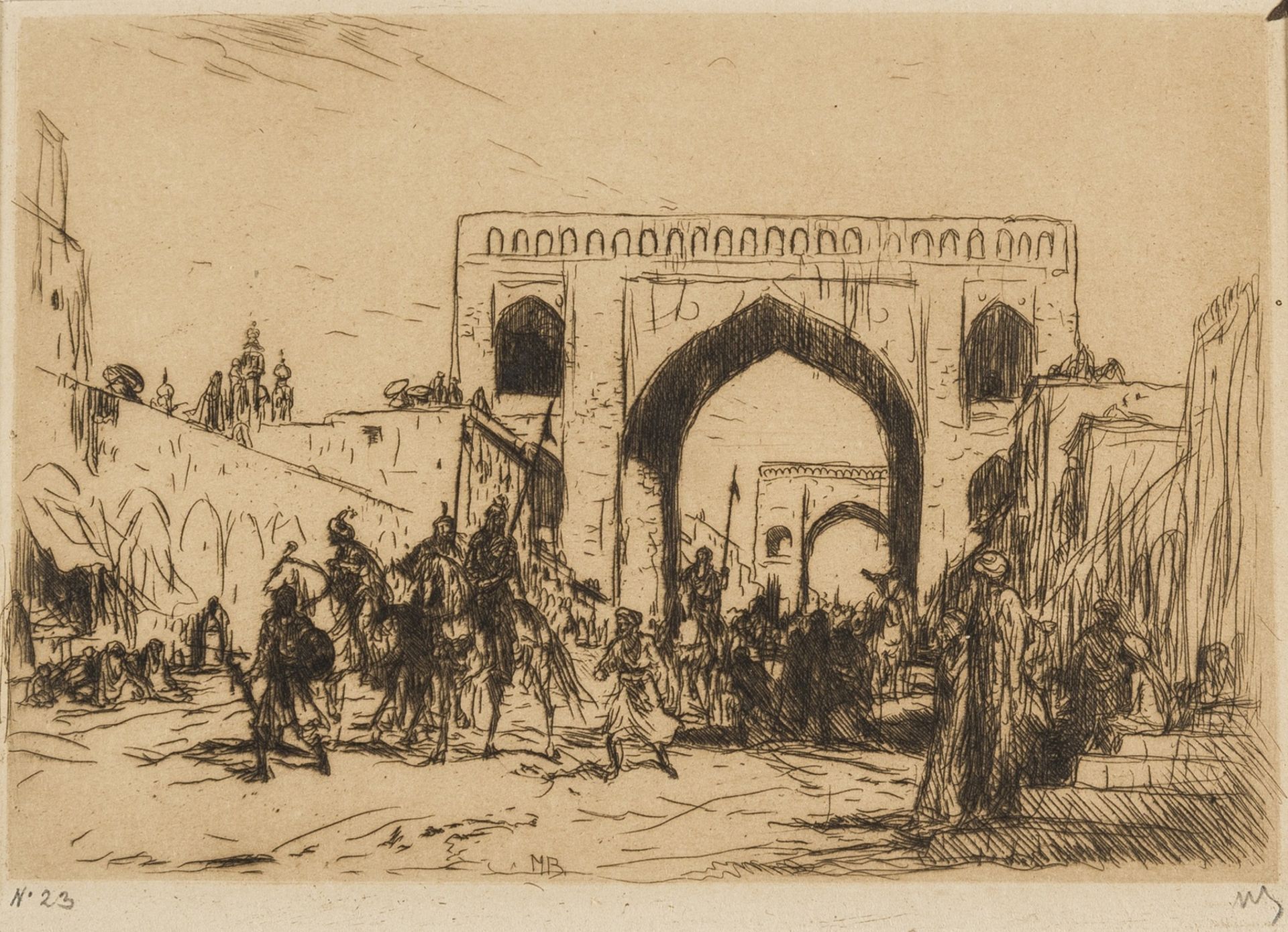 Middle East.- Bauer (Marius A. J.) Six original etchings of Middle Eastern scenes, etchings, [c. …