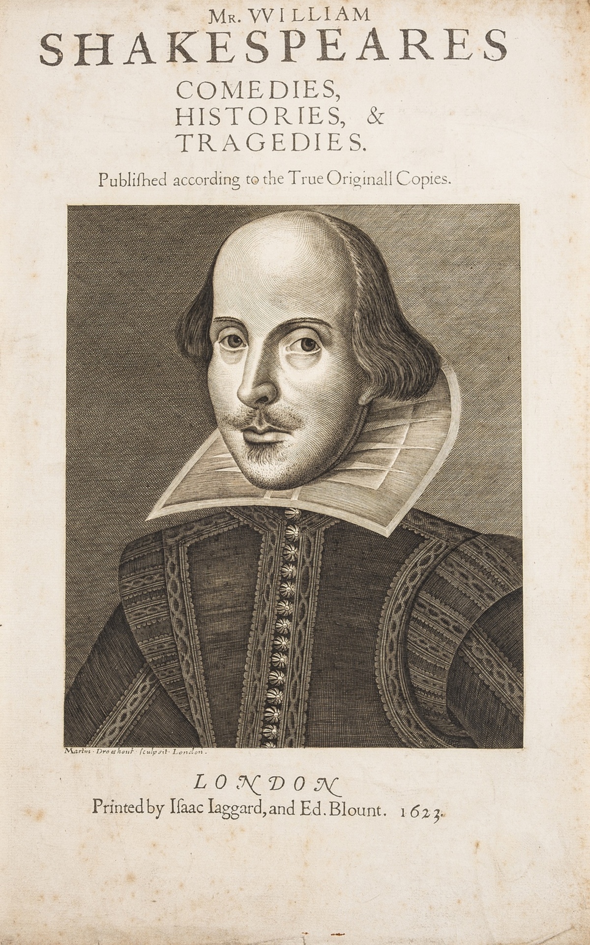 Shakespeare (William).- [2 facsimile engraved copies of the Droeshout portrait of Shakespeare for …