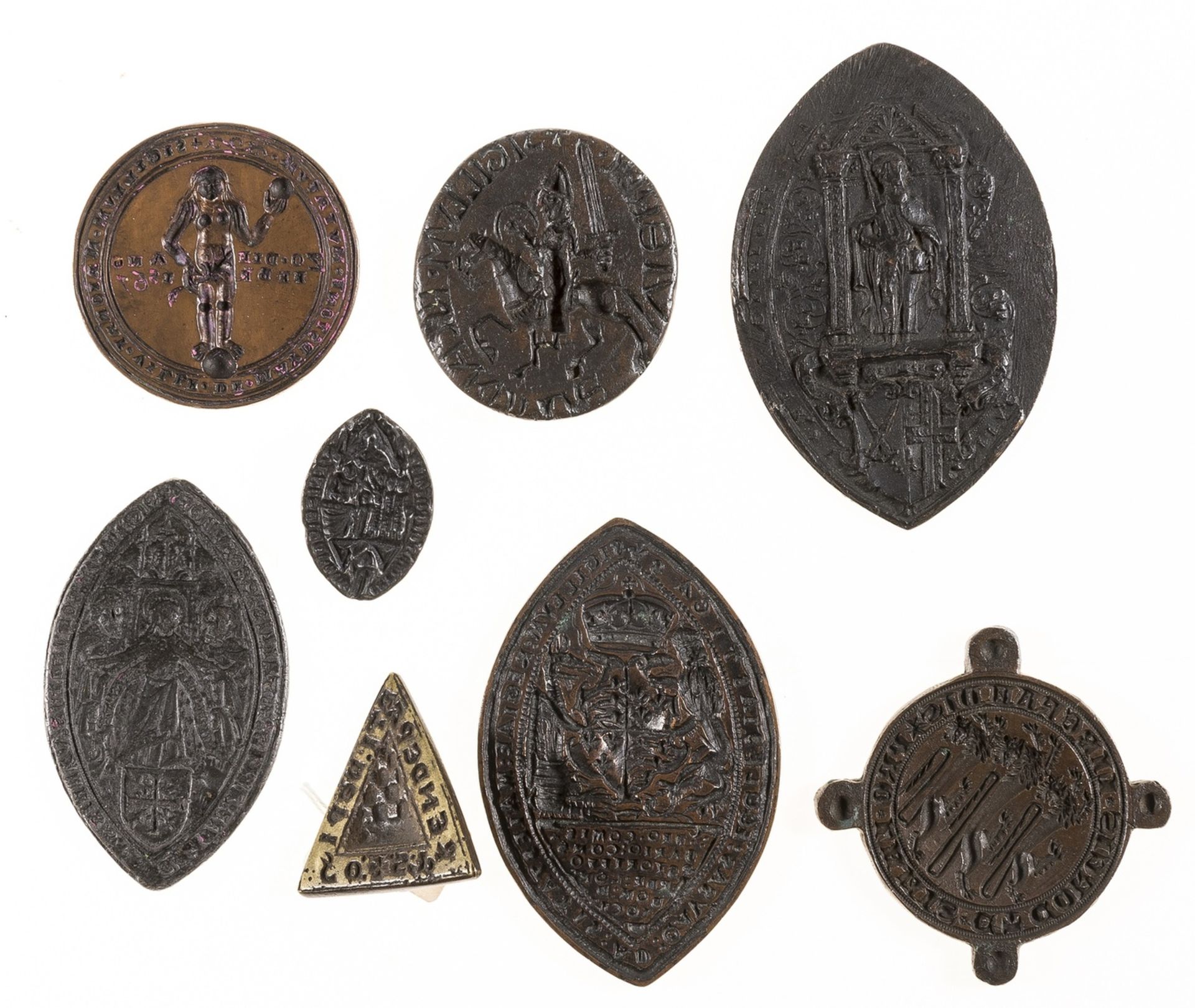 Victorian Matrices.- 4 copies of medieval seal matrices, vesica seal matrices in various metals, …