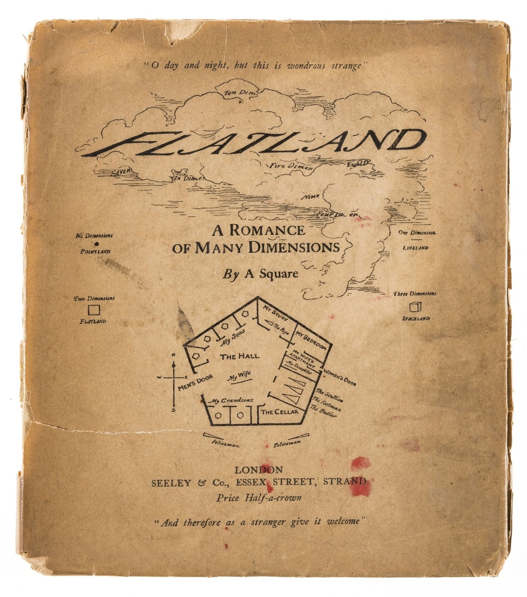 Abbott (Edwin A.) Flatland, A Romance of Many Dimensions, first edition, 1884.