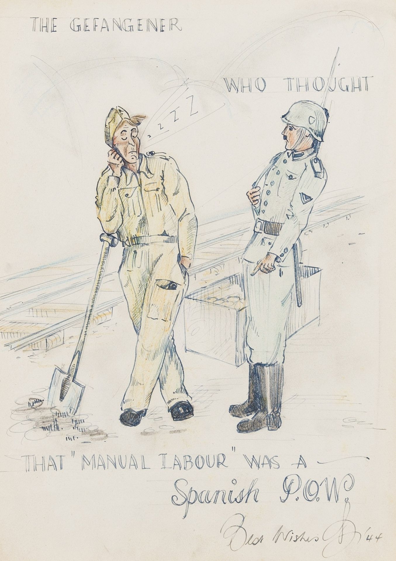 South Wales Borderers.- Walters (George H.) Album of drawings and watercolours by WWII prisoners …