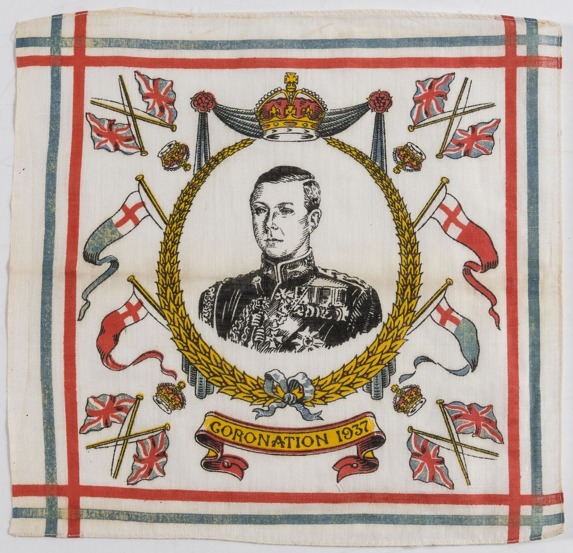 Royalty.- Edward VIII.- Cotton coronation handkerchief souvenir produced prior to his abdication, …