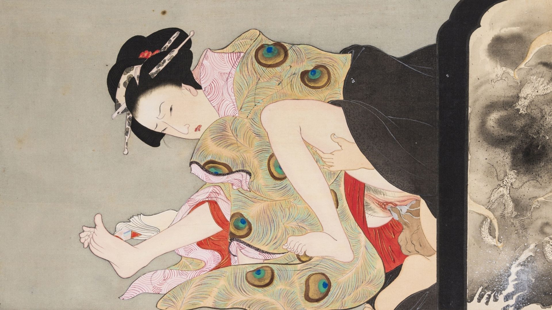 Japan.- Erotica.- Anonymous. Album of twelve original Shunga artworks, watercolours, [late 19th …