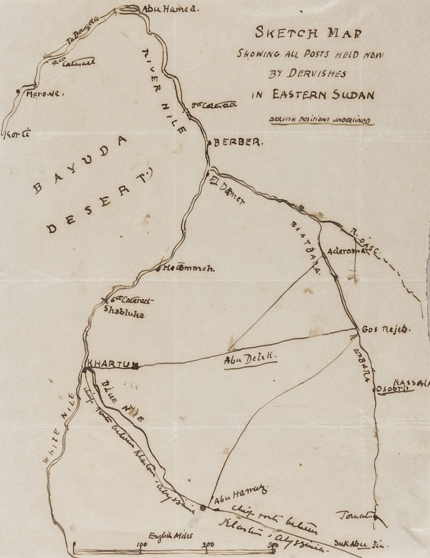 Africa.- Anglo-Egyptian conquest of Sudan.- Anonymous (probably British Military) Sketch Map …