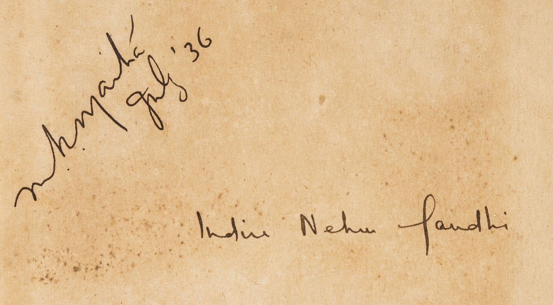 India.- Nehru (Jawaharlal) An Autobiography, signed by the author and Indira Gandhi, 1936.