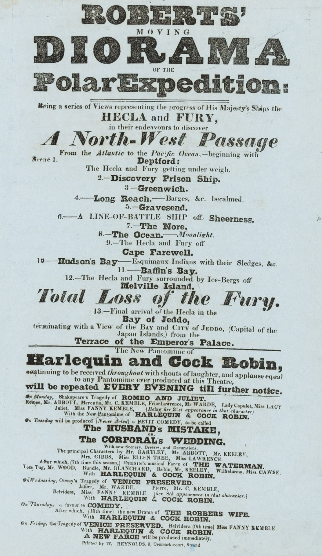 North-West Passage.- Playbill.- [David Roberts]. Roberts' moving Diorama of the Polar Expedition: …