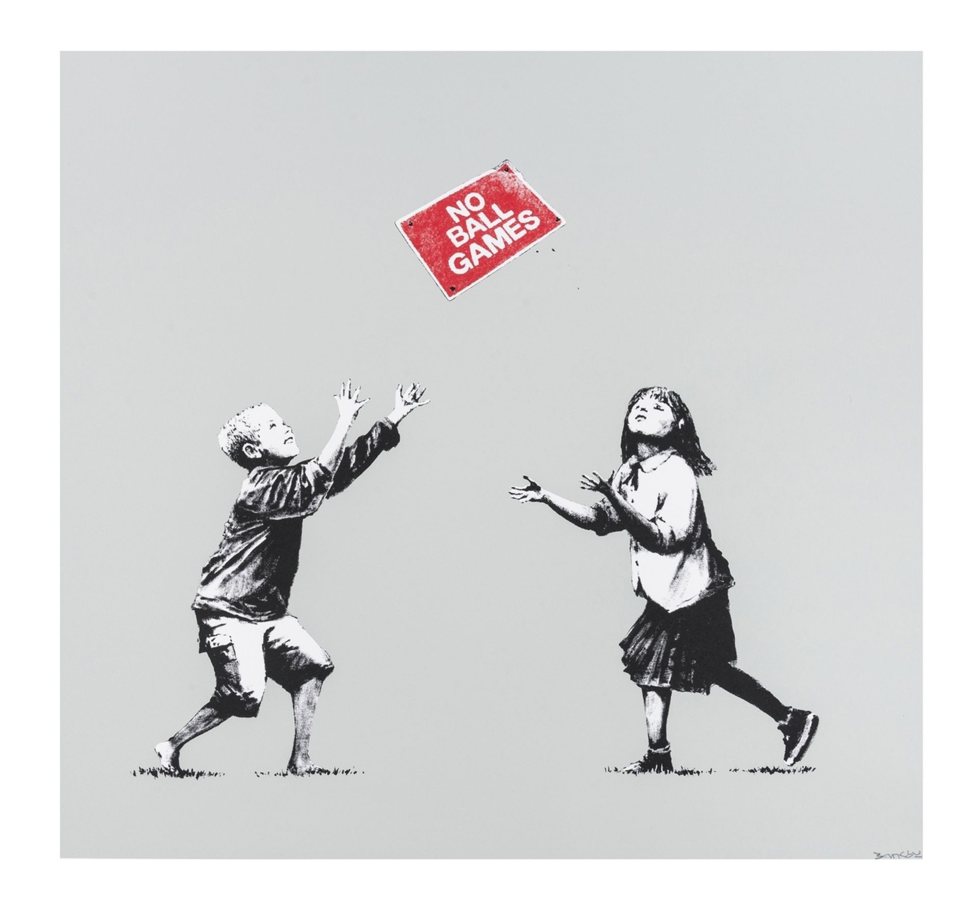 Banksy (b.1974) No Ball Games (Grey) (Signed)