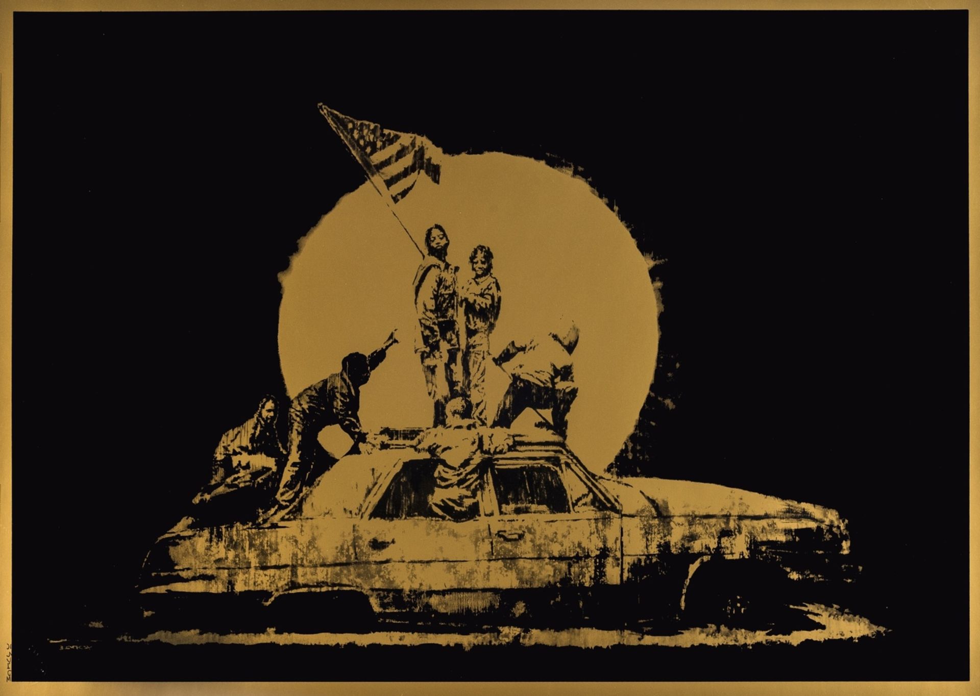 Banksy (b.1974) Gold Flag Ghetto Crew AP (Signed)