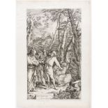 Old Master Print from Chatsworth.- Salvator Rosa (1615-1673) Diogenes casting away his bowl