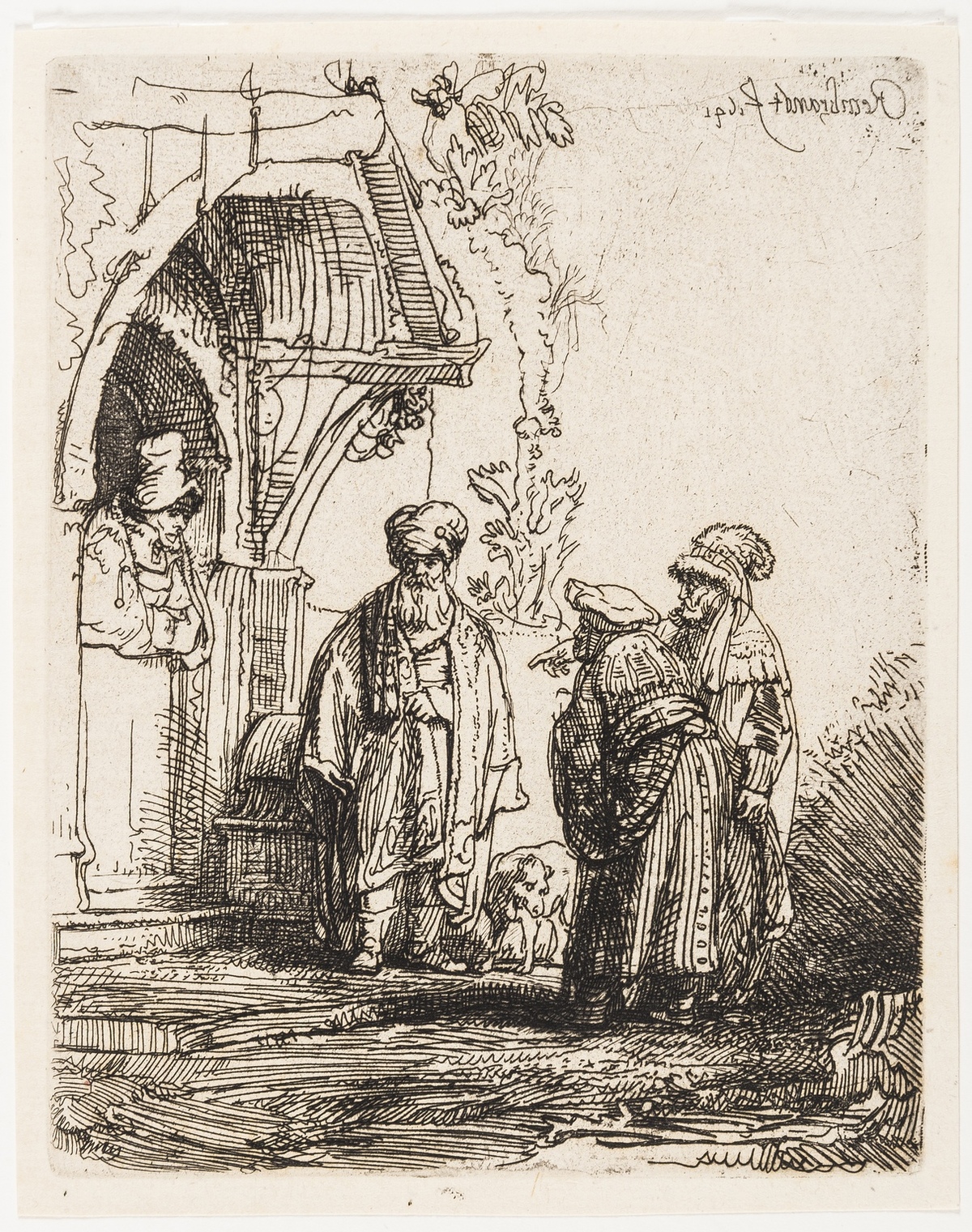 Rembrandt van Rijn (1606-1669) Three Oriental Figures (Jacob and Laban?)