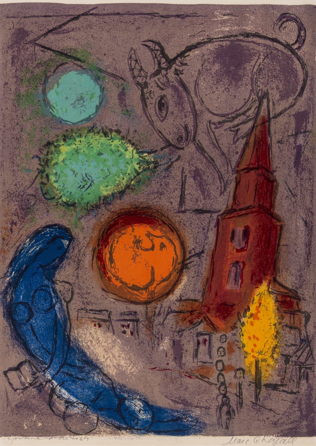 Marc Chagall (1887-1985) Saint-Germain des Prés (Mourlot 100)