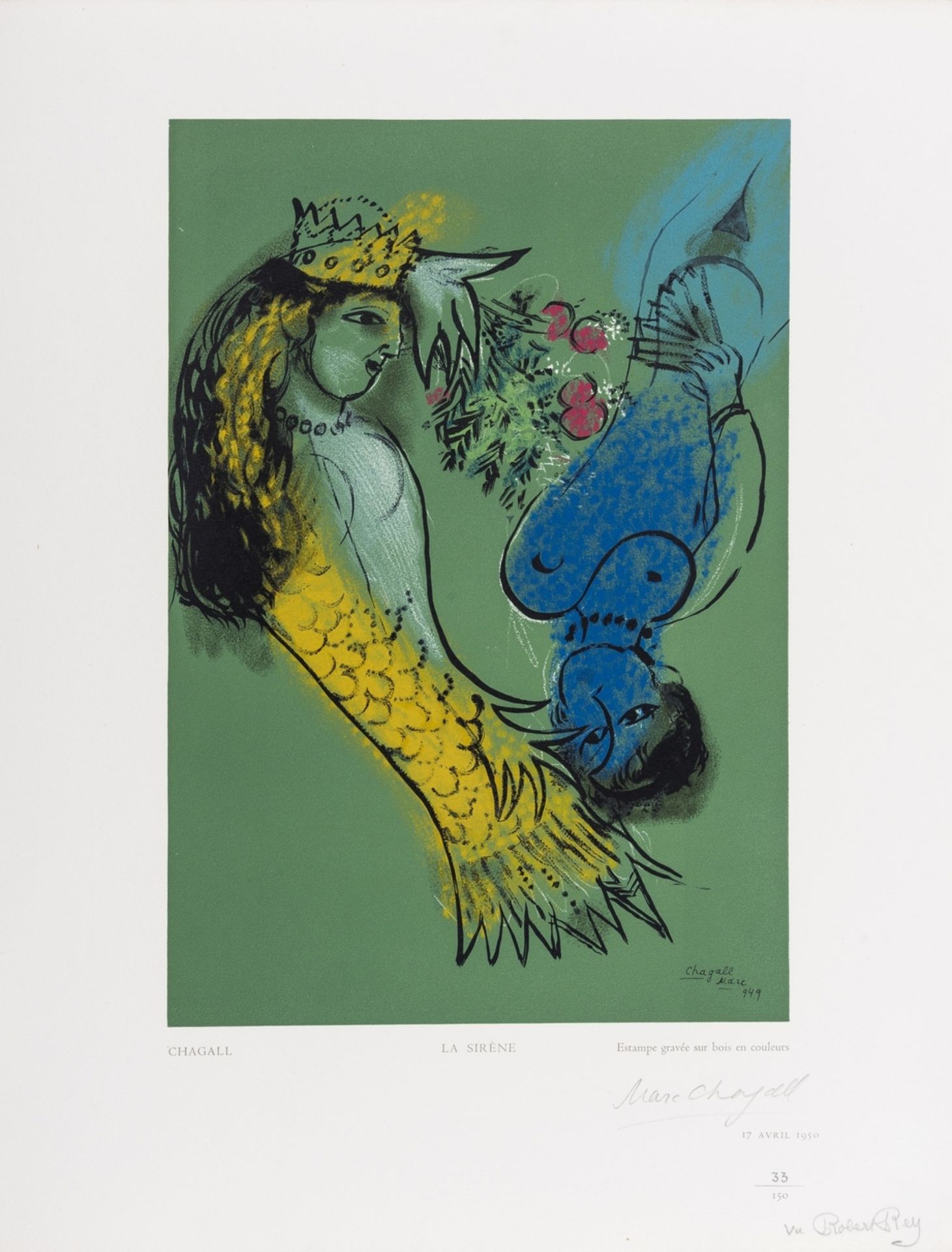 Marc Chagall (1887-1985) after. Wood-engraving printed in colours