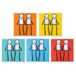 Stik (b.1979) Holding Hands (Red, Yellow, Orange, Blue & Teal)