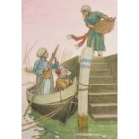 Middle East.- Original illustration.- Ault (Norman) "We fastened our boat to the quay-side", …