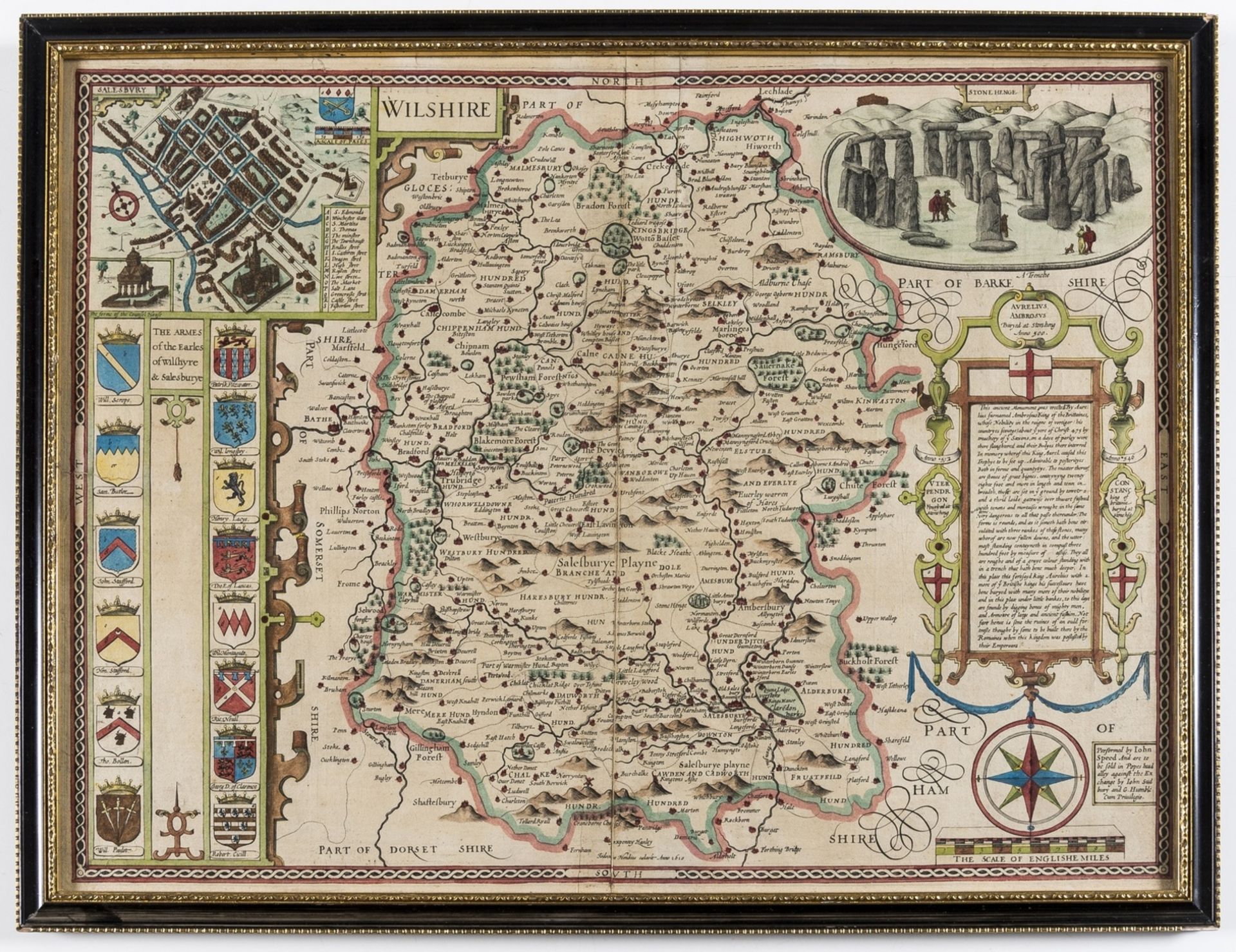 Wiltshire.- Speed (John) Wilshire, first edition, engraving, [c. 1610-1612].