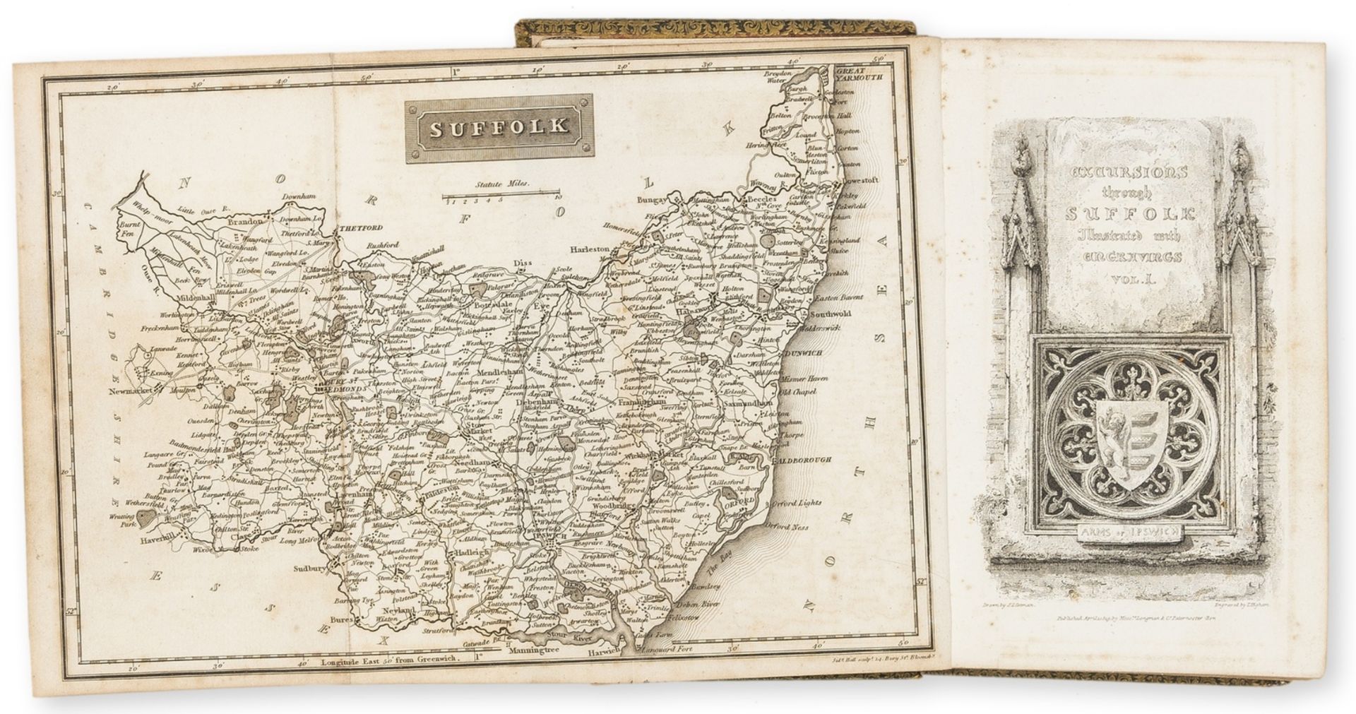 Suffolk.- [Cromwell (Thomas Kitson)] Excursions in the County of Suffolk, 2 vol., London, Witham & …