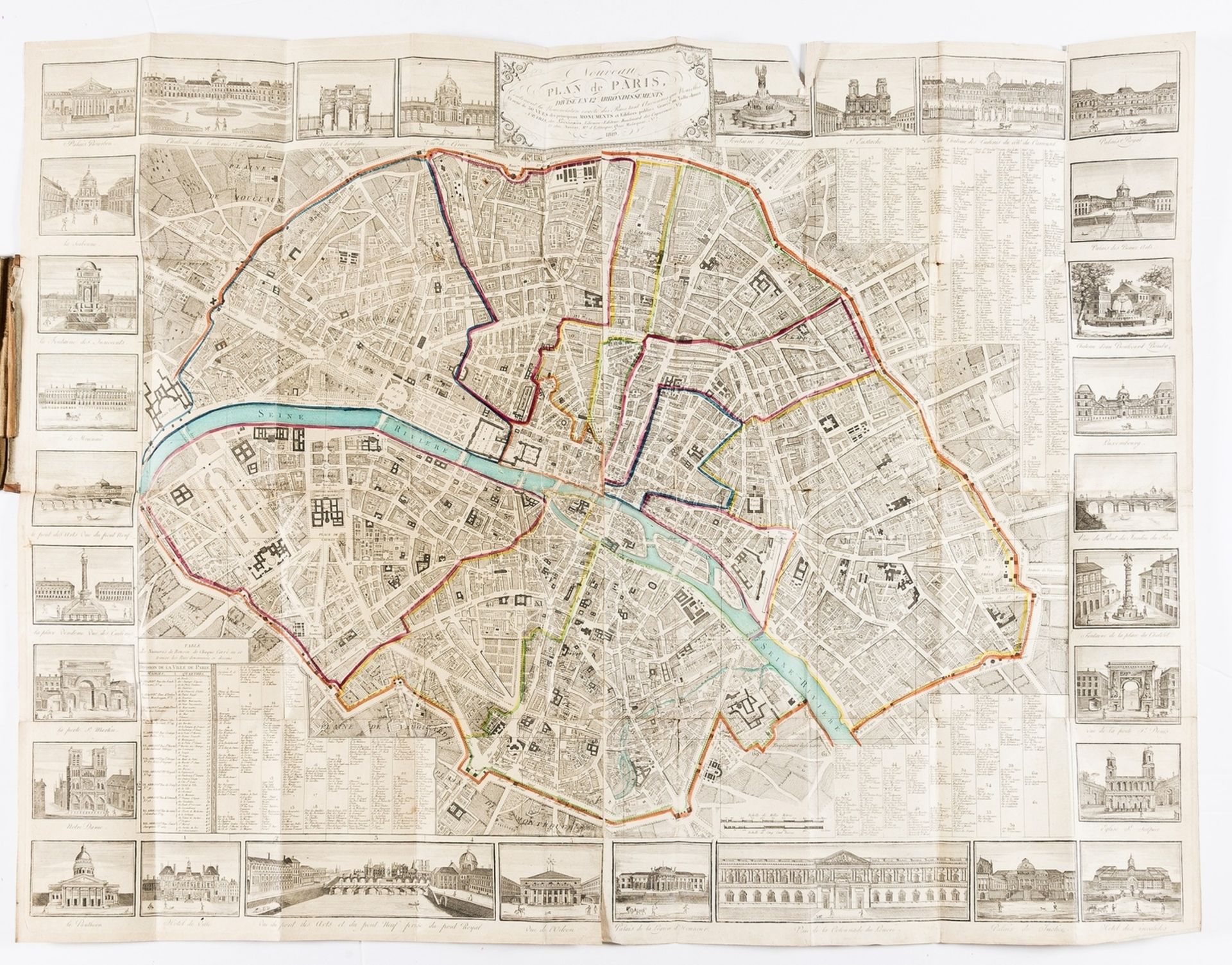 Paris.- Lécrivain, publisher. Nouveau plan de Paris divisé en 12 arrondissements..., engraved …