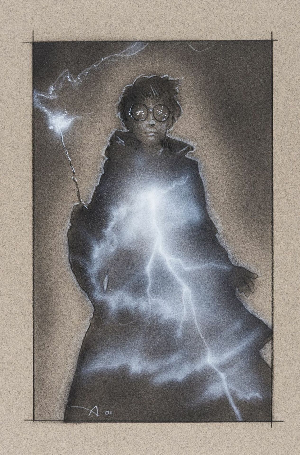 Rowling (J. K.).- Alvin (John, 1948-2008) Harry Potter: Storm Within, pencil and mixed media, 2001.