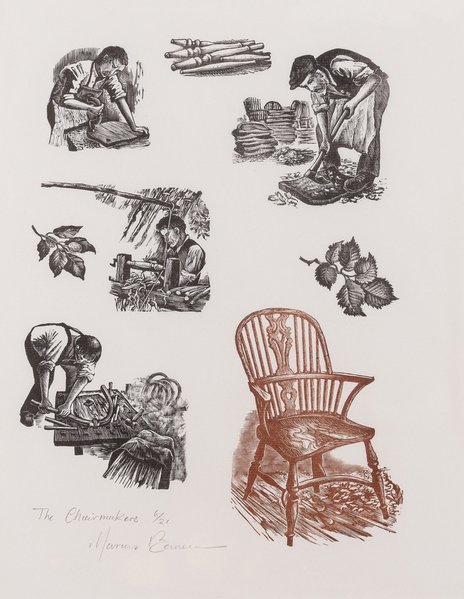 Beaven (Marcus) The Chairmakers, wood-engraving, [c.1996]; and 13 others by the same hand (14).