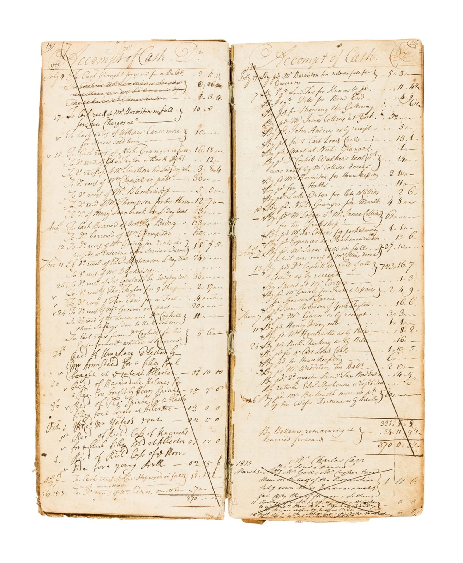 Yorkshire.- Knaresborough.- Cash Book, manuscript account book, original vellum, lettered direct …