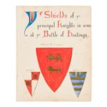 Heraldry.- Ye Shields of ye principal Knights in arms at ye Battle of Hastings, 48 watercolour …