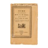 Sellon (Jean-Jacques) Un Mot sur la Proposition ... pour la suppression de la Peine de Mort, …