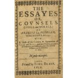 Robert Southey's copy.- Bacon (Sir Francis) The Essayes or, Counsels Civill and Morall, Printed …