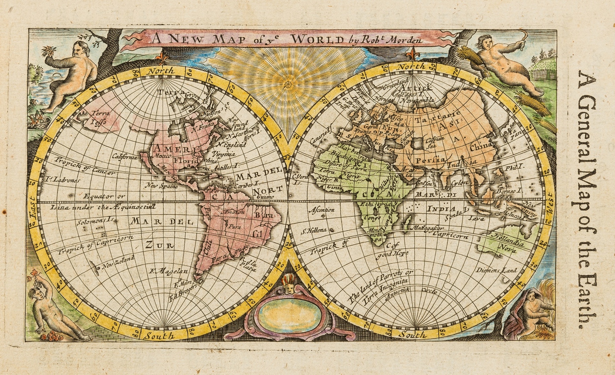 World.- Morden (Robert) A New Map of ye World, [c.1680].