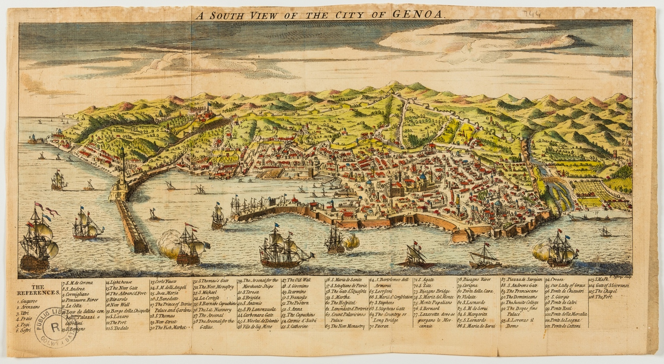 Italy.- Jefferys (Thomas) A South View of the City of Genoa, 1747.