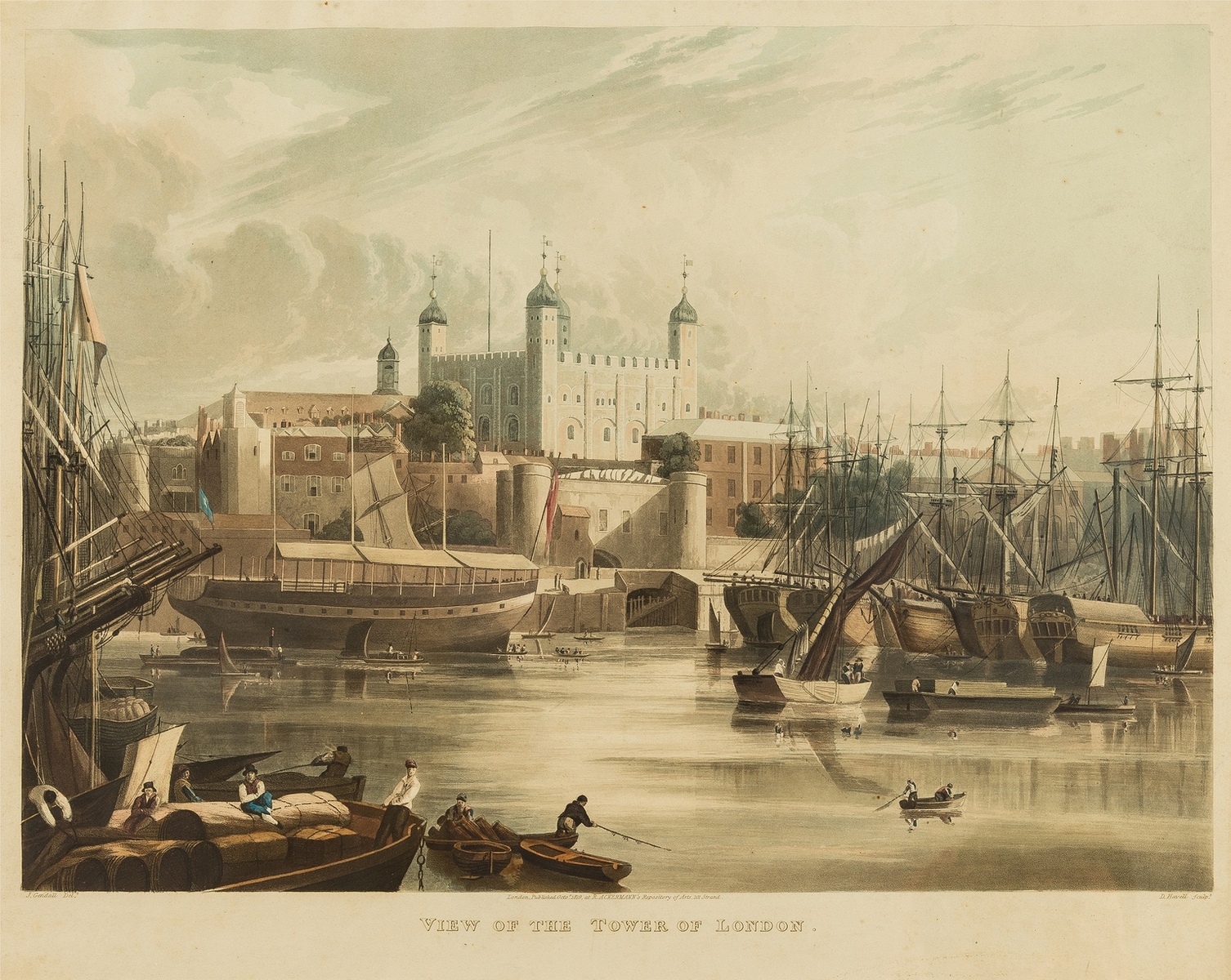 London.- Ackermann (Rudolph) Eight views from the series 'Views of London, aquatints with … - Image 2 of 4