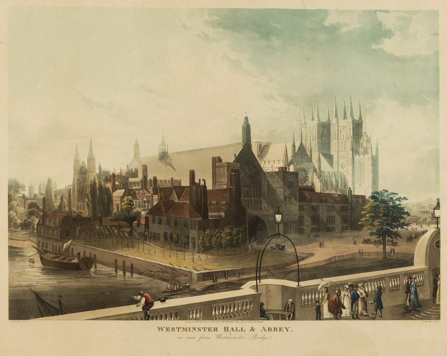 London.- Ackermann (Rudolph) Eight views from the series 'Views of London, aquatints with …