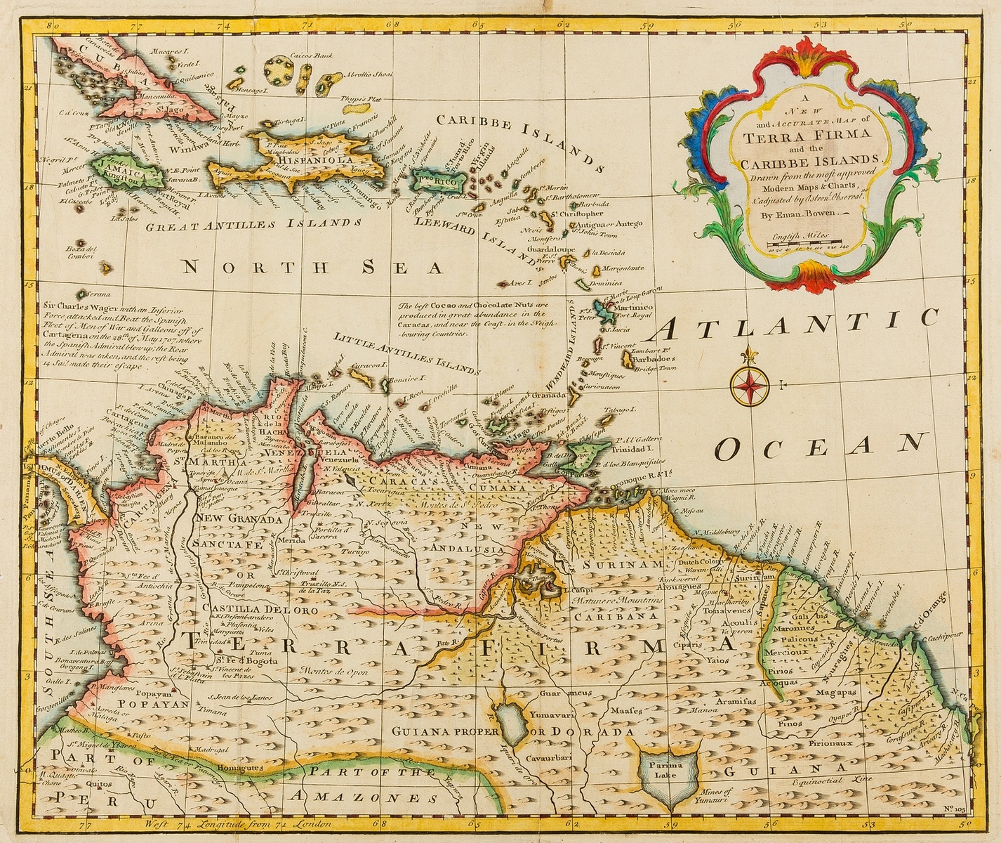 West Indies.- Bowen (Emanuel) A New and Accurate Map of Terra Firma and the Caribbe Islands, [c. …