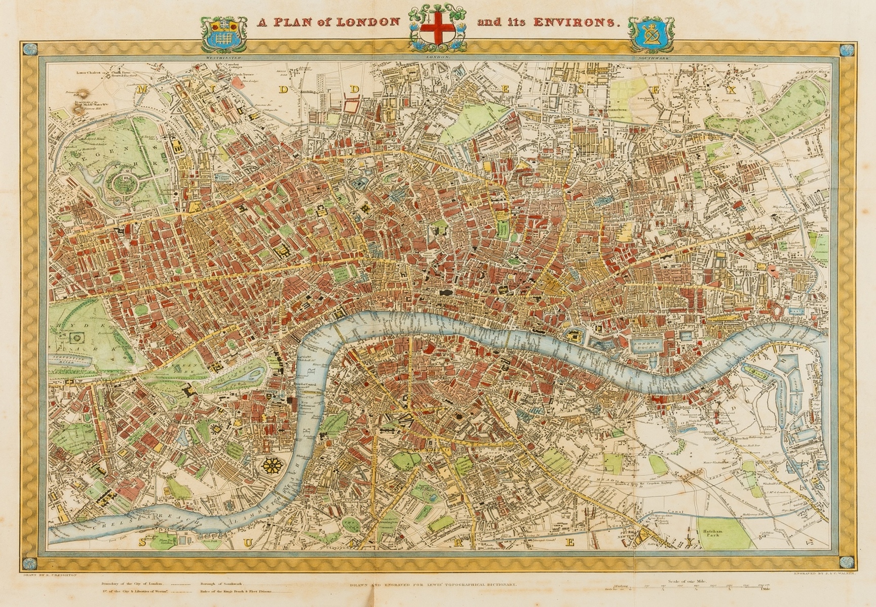 London.- Walker (J. & C.) A Plan of London and its Environs, 1834.