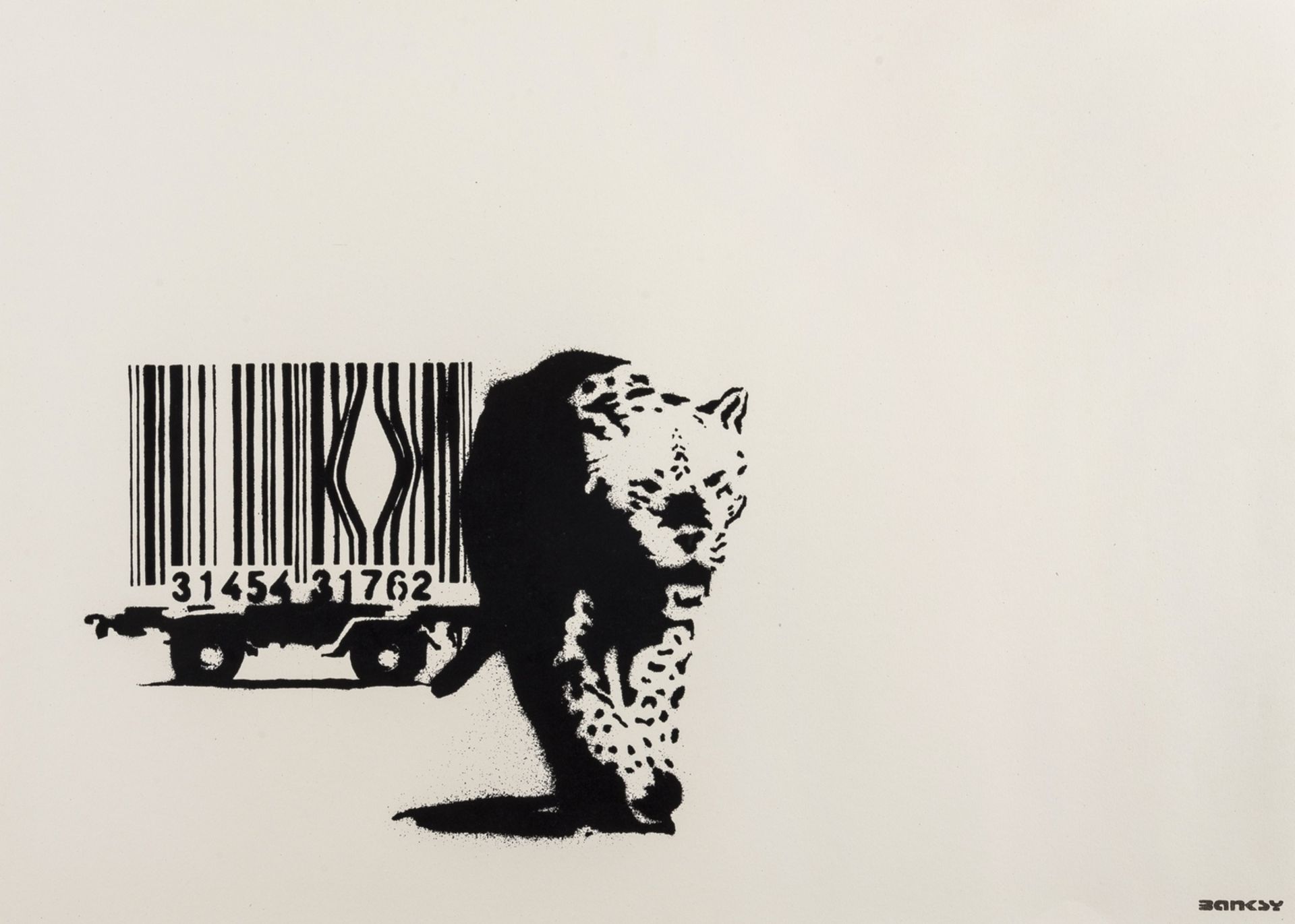 Banksy (b.1974) Barcode (Black stamp)