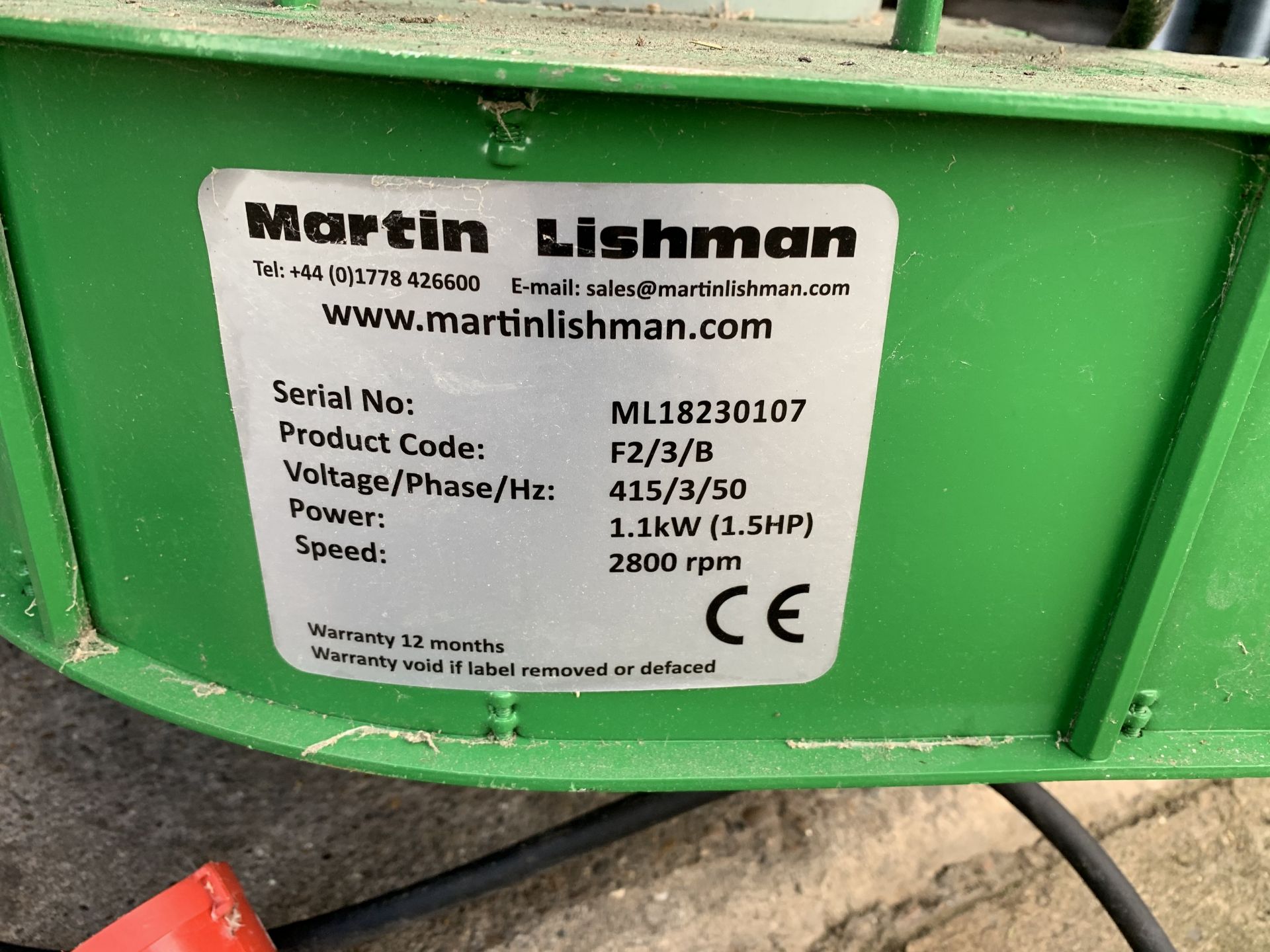 Martin Lishman 3 phase blower 1.5hp - Image 2 of 2