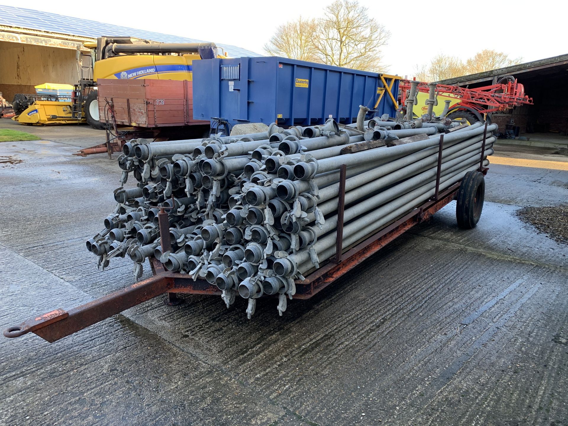 Approximately 100 6m slurry pipes & trailer