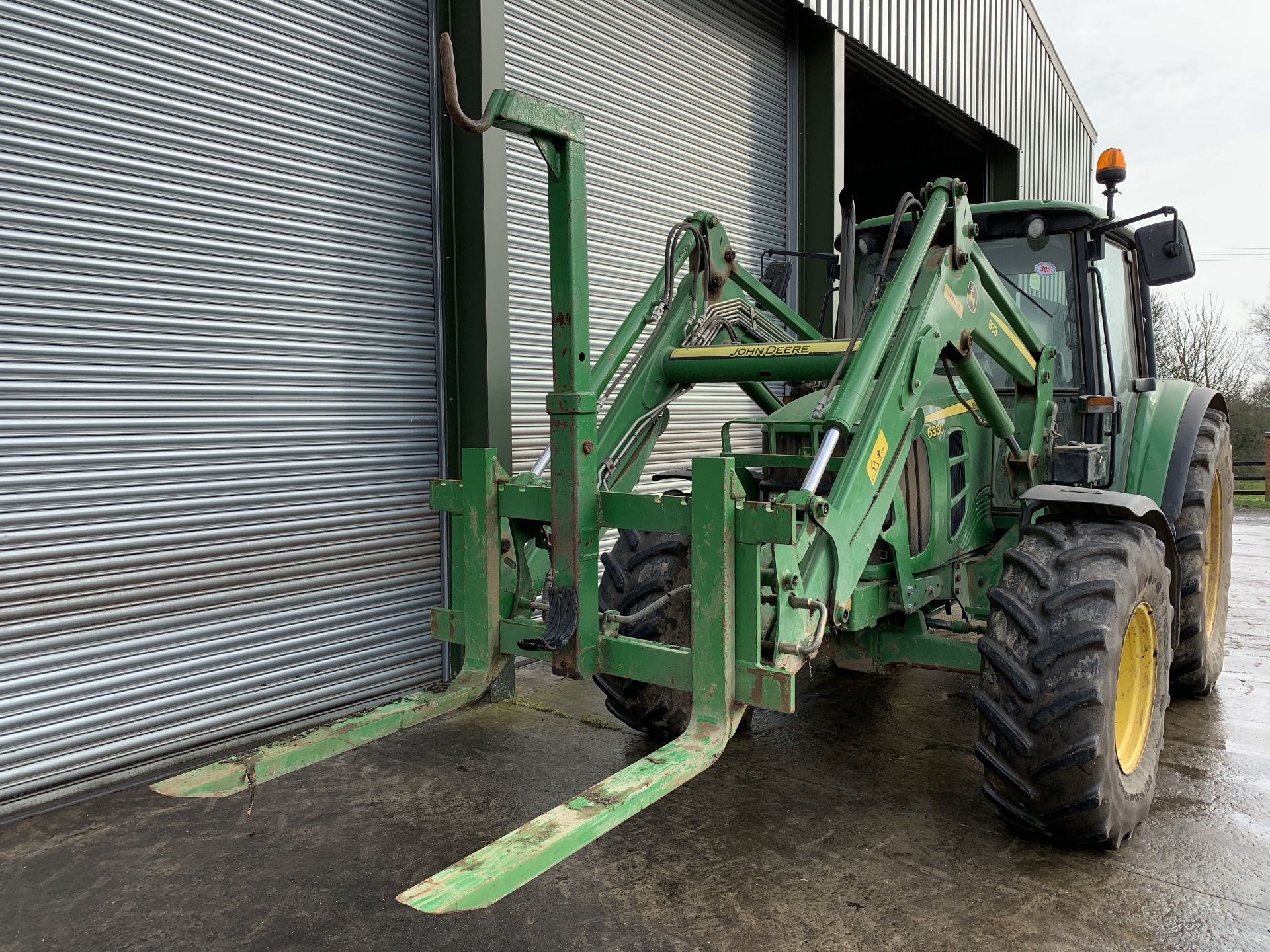 2012 John Deere 6330 tractor with John Deere 633 front loader, pallet tines & bag jib, YJ61 AXC, - Image 6 of 12