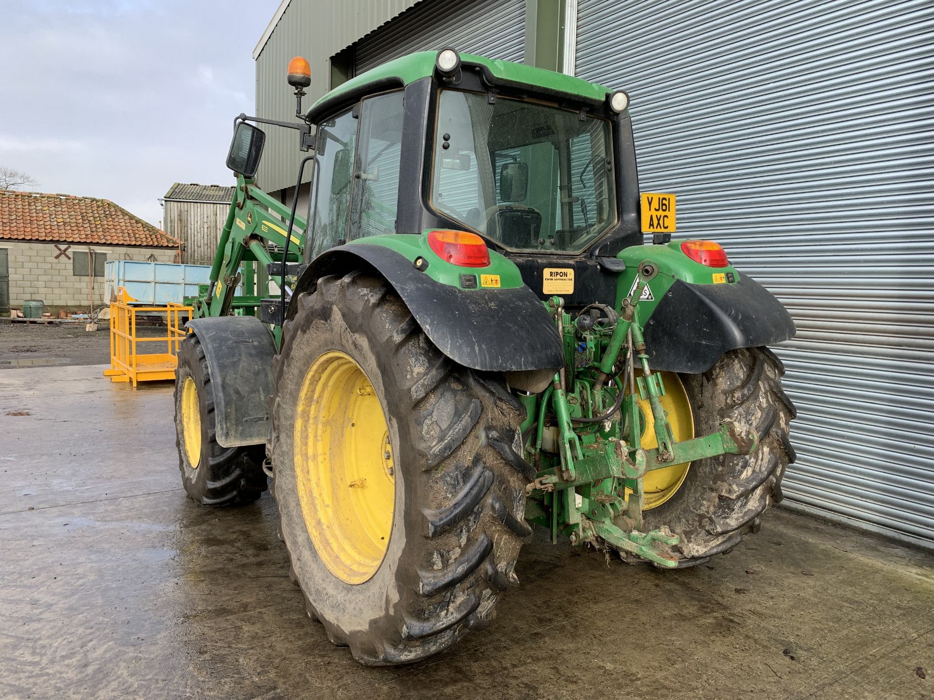 2012 John Deere 6330 tractor with John Deere 633 front loader, pallet tines & bag jib, YJ61 AXC, - Image 11 of 12