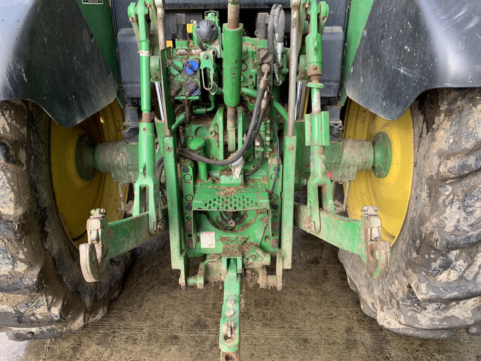 2012 John Deere 6330 tractor with John Deere 633 front loader, pallet tines & bag jib, YJ61 AXC, - Image 9 of 12