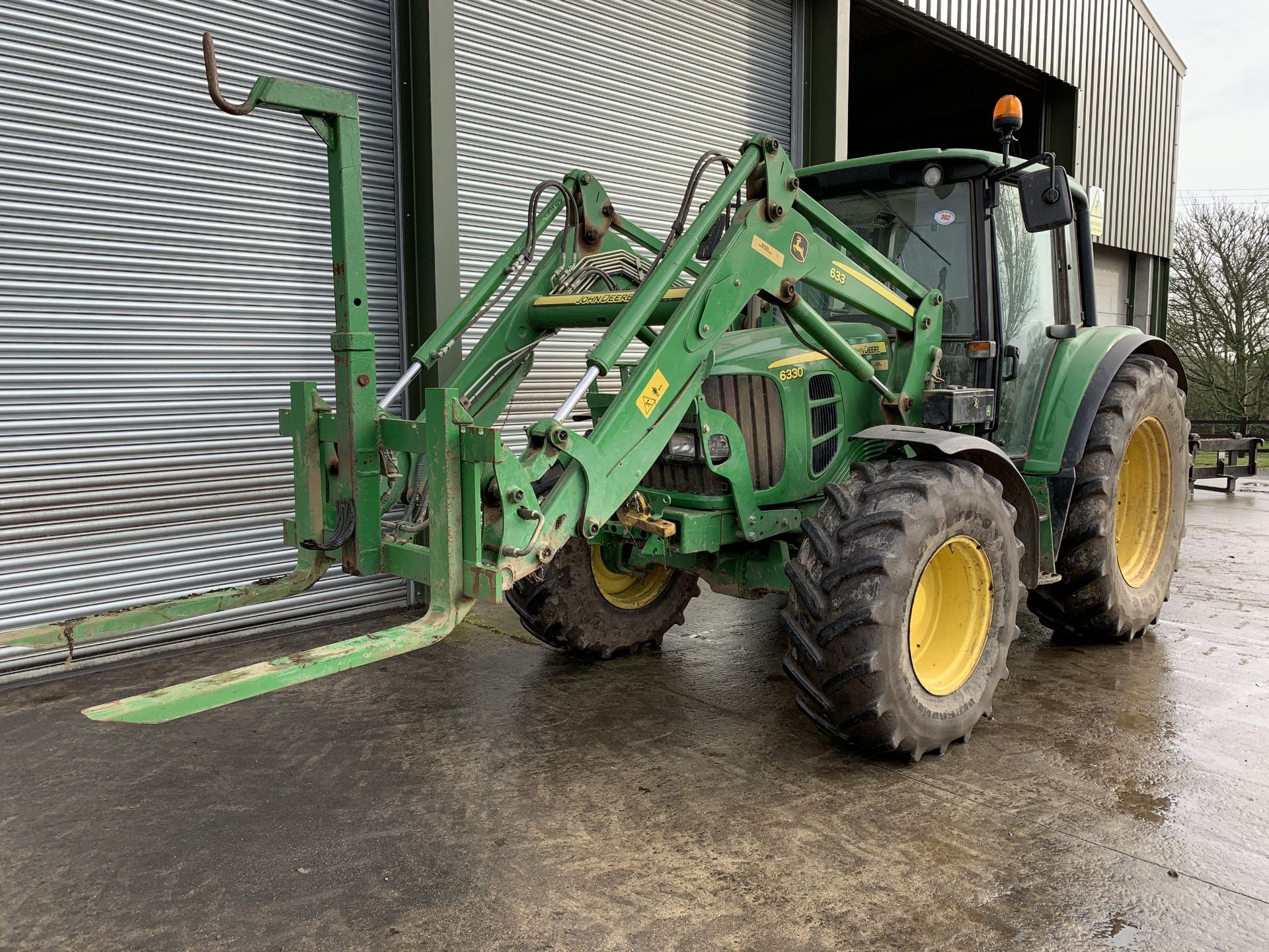 2012 John Deere 6330 tractor with John Deere 633 front loader, pallet tines & bag jib, YJ61 AXC, - Image 12 of 12